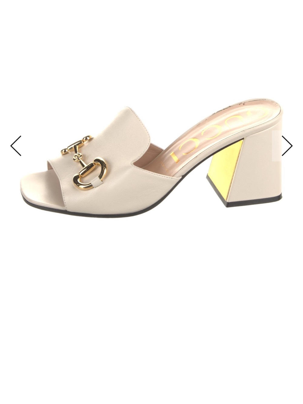 Gucci Cream Open-Toe Mule with Gold Horsebit